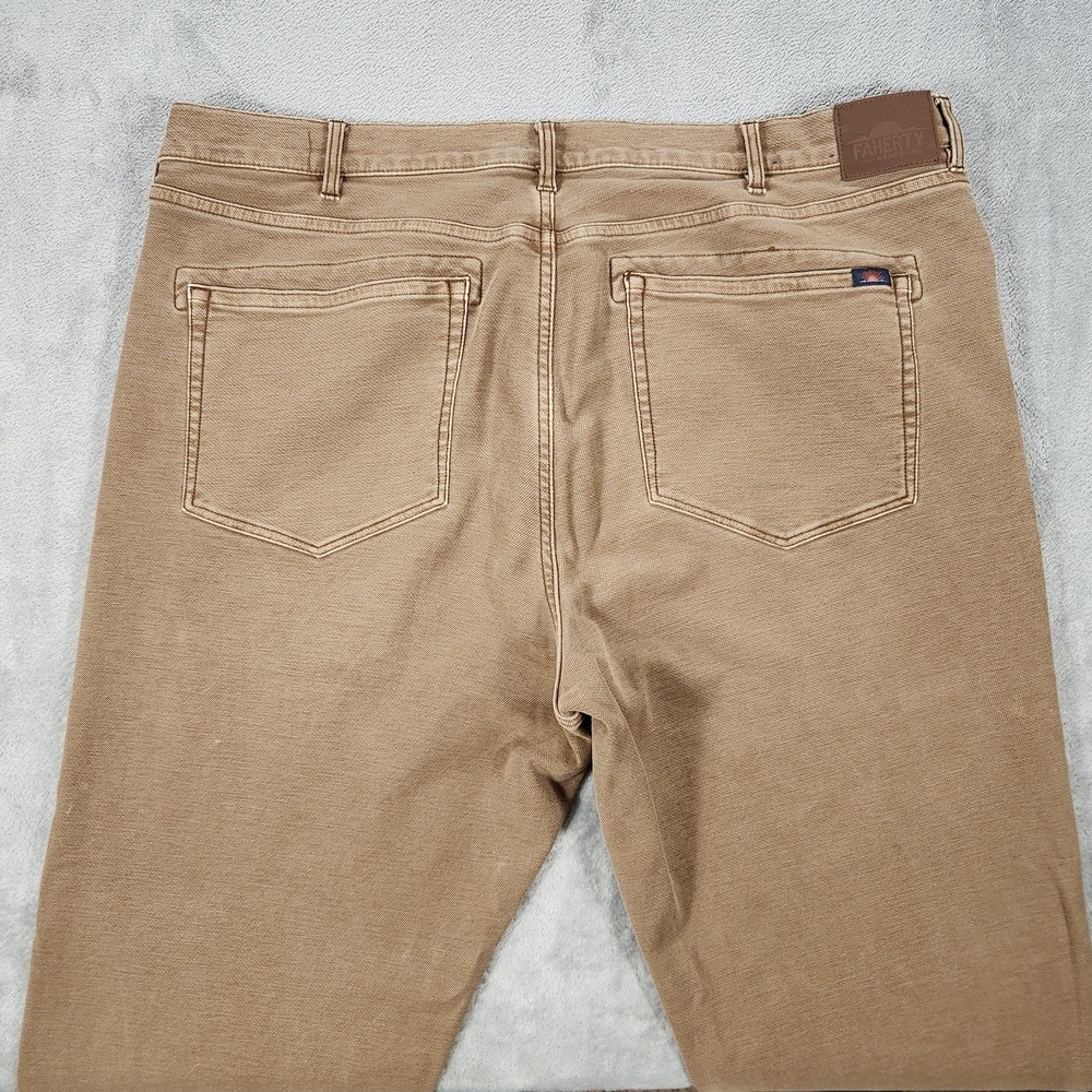 Faherty Jeans Mens 38x32 Beige Huckberry Slim Straight Stretch 5 Pocket Pants - Picture 6 of 16